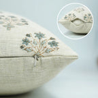 Handblock Print Linen Floral Pillow Cover - Diwali Flower