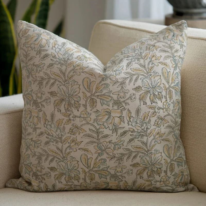 Block Print Soft Linen Pillow Cover