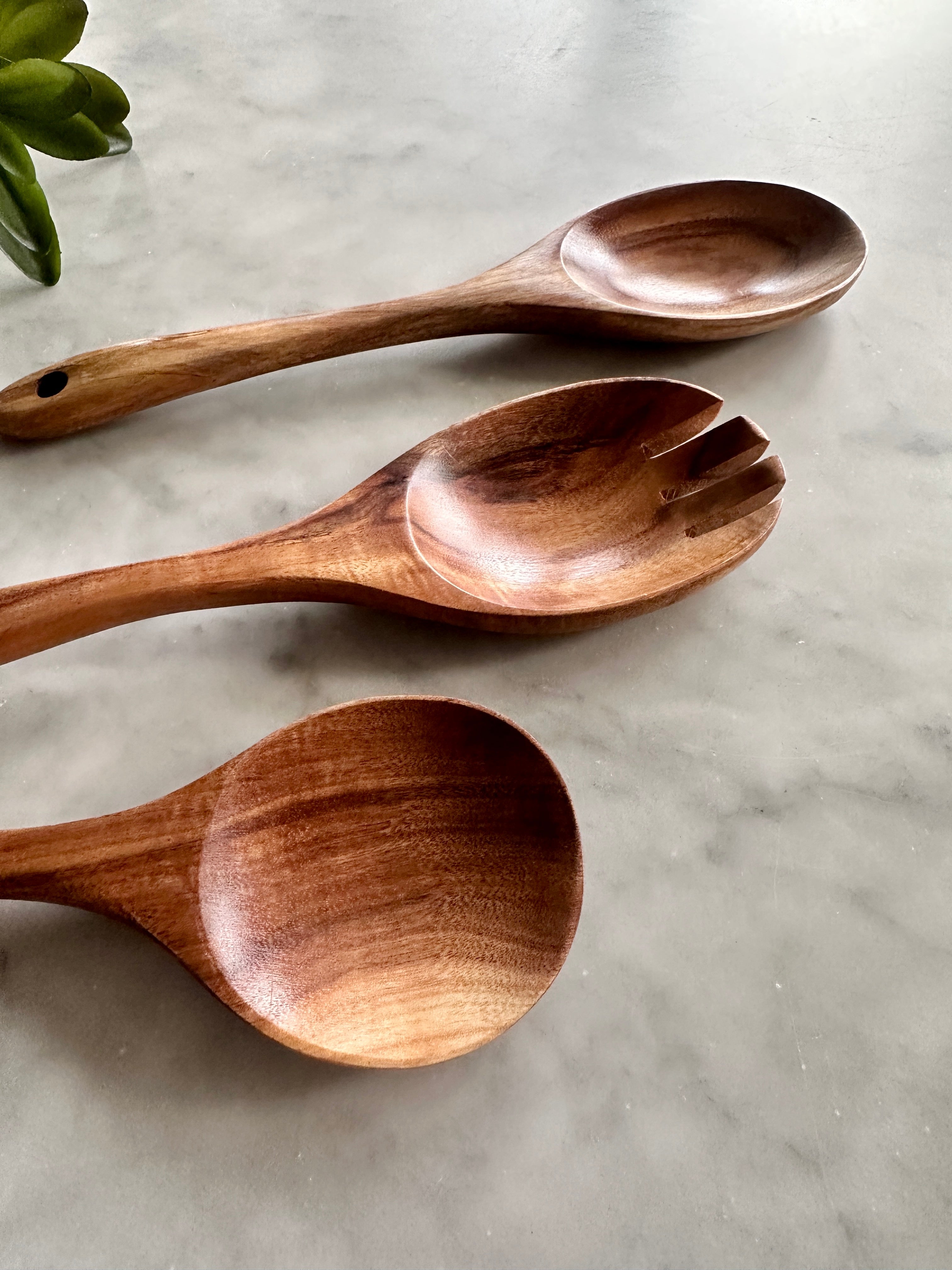 Tulum Teak Wooden Salad Serving Set - 3 Piece