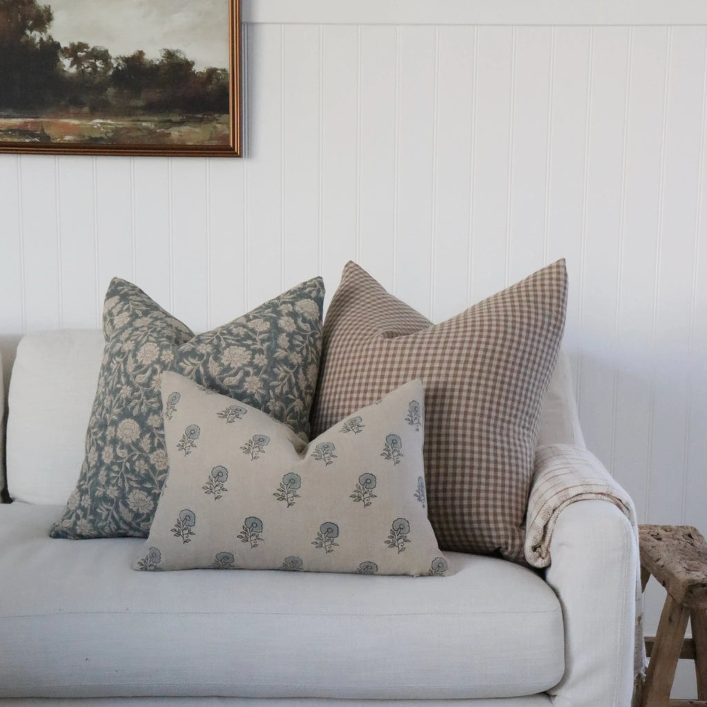 Gingham Tan Pillow Cover
