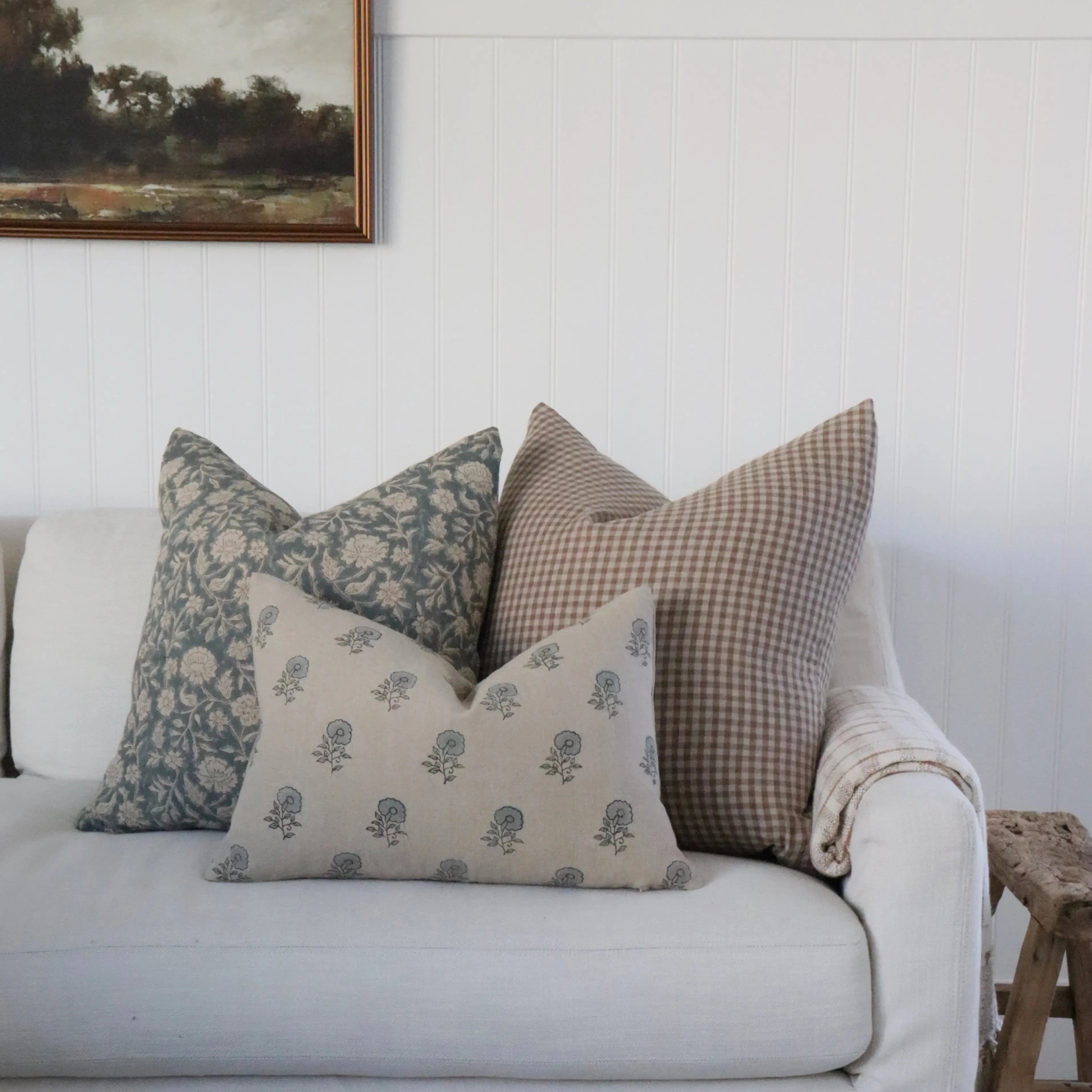 Gingham Tan Pillow Cover