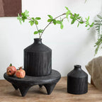 Black Wooden Narrow Neck Decorative Bottle
