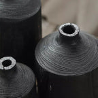 Black Wooden Narrow Neck Decorative Bottle