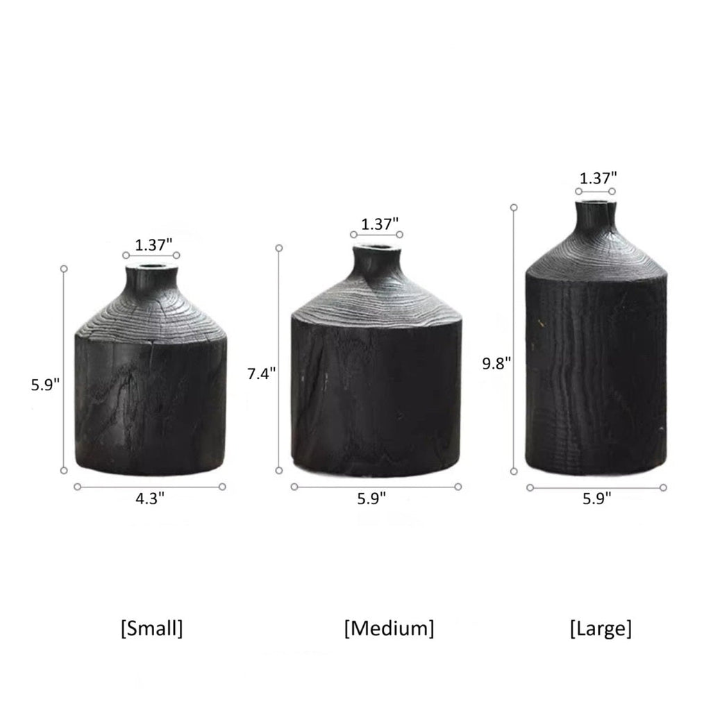 Black Wooden Narrow Neck Decorative Bottle