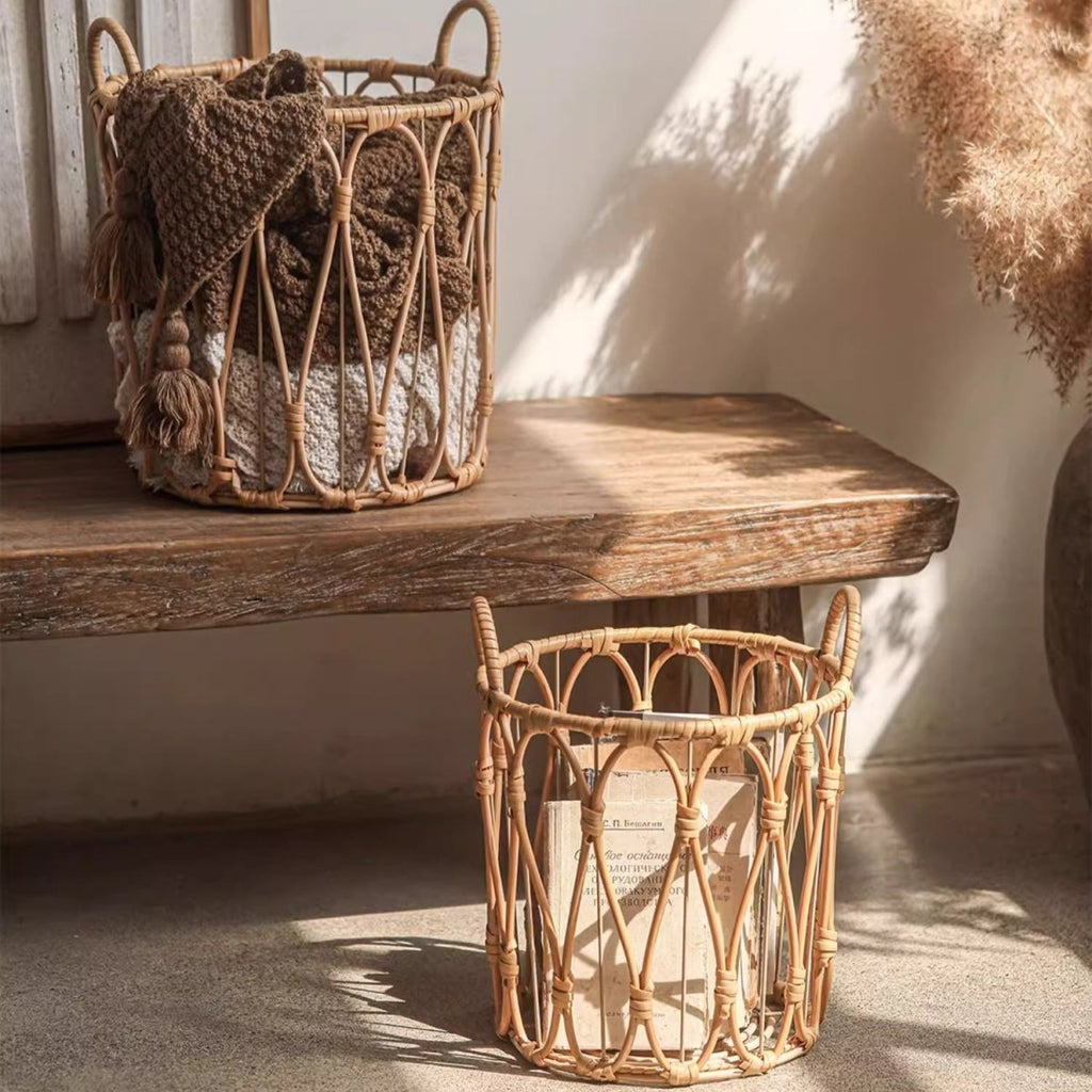 Open-Weave Rattan Basket