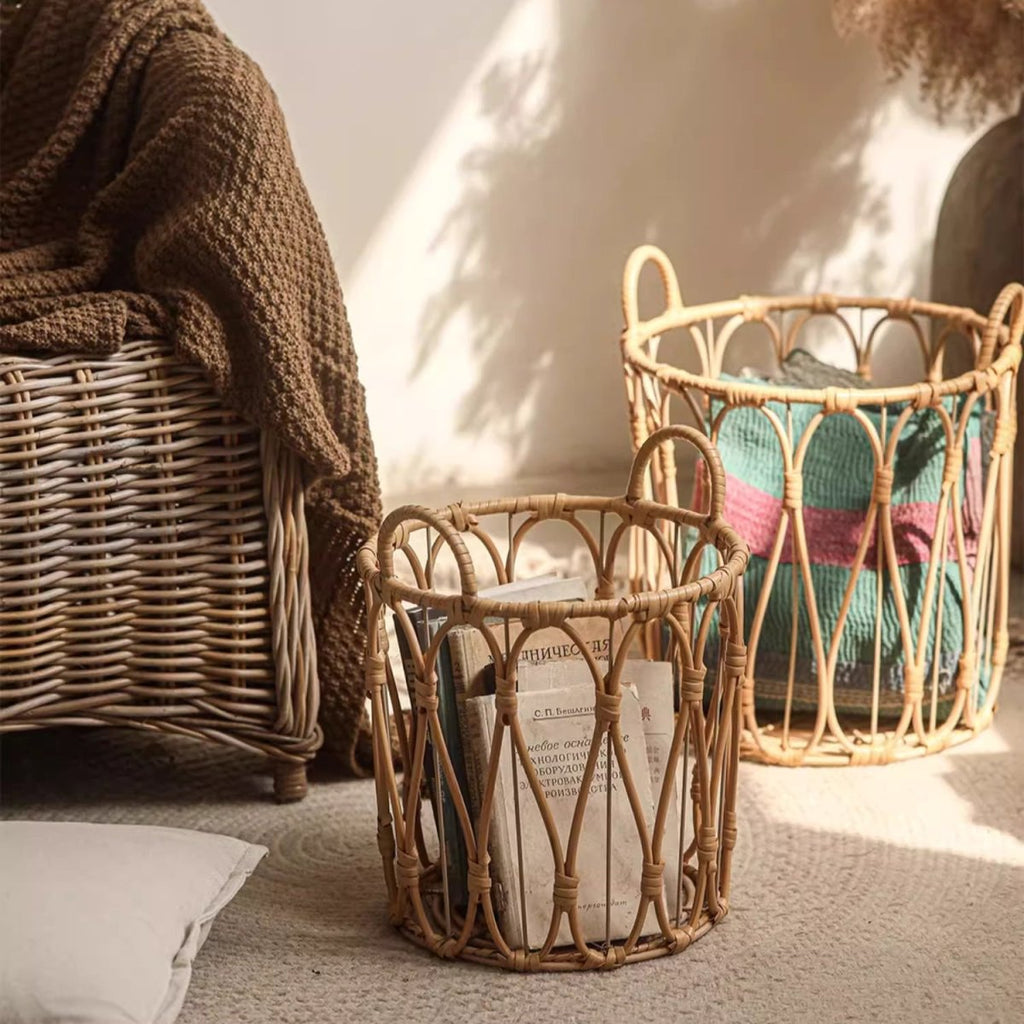 Open-Weave Rattan Basket