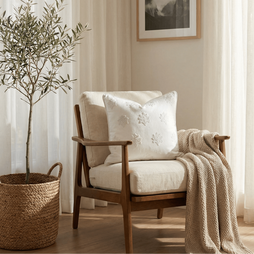 Arden Embroidered Pillow Cover | Natural