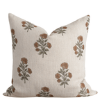 Margot Floral Block Printed Pillow Cover | Mustard, Green