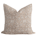 Arlet Floral Block Printed Pillow Cover | Light Brown