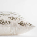 Rosalie Floral Block Printed Pillow Cover | Brown, Green