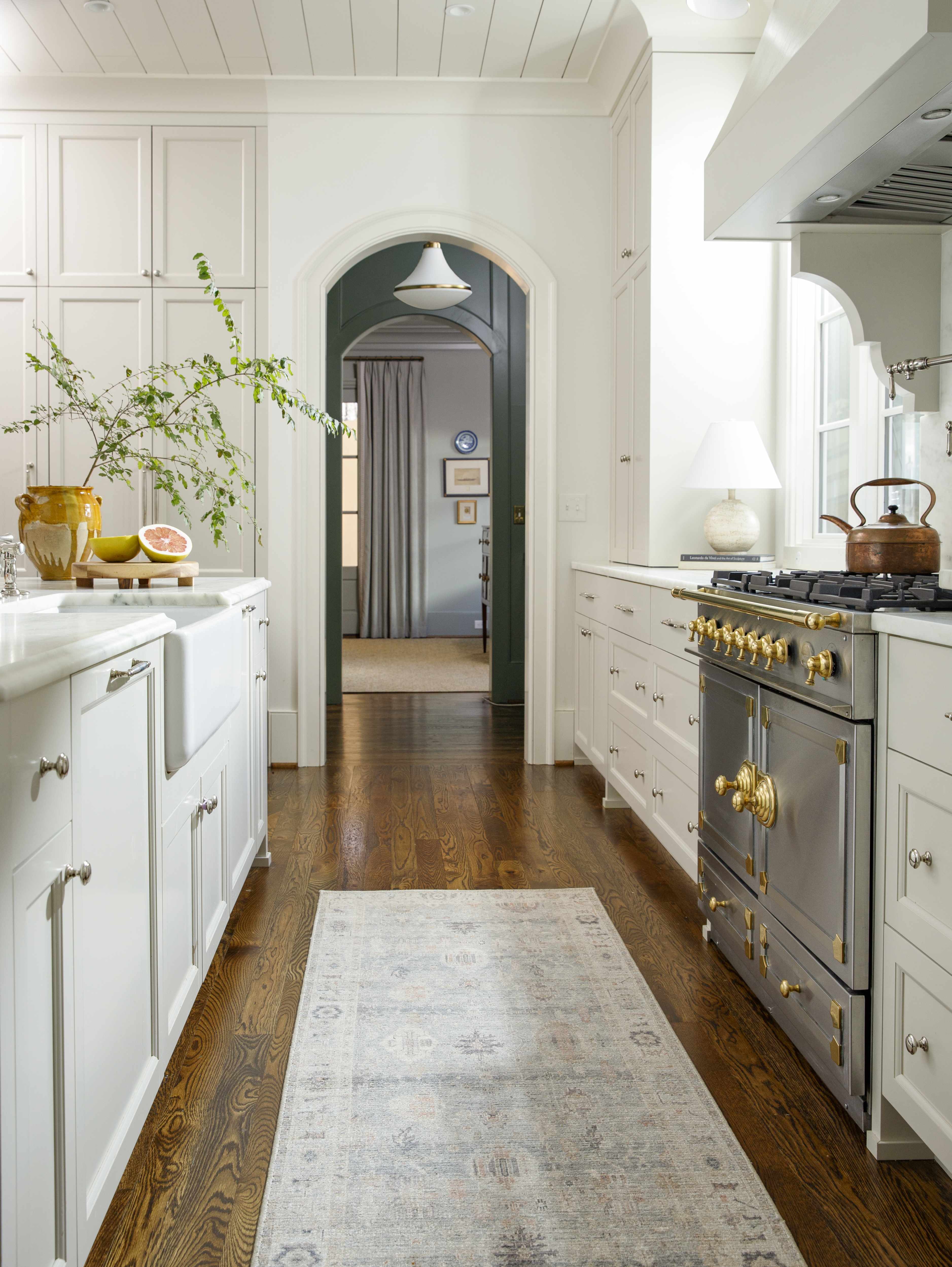 Marlene Damask Cream & Blue Area Rug