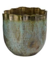 Patina Brass Plant Container, 2 Size Options