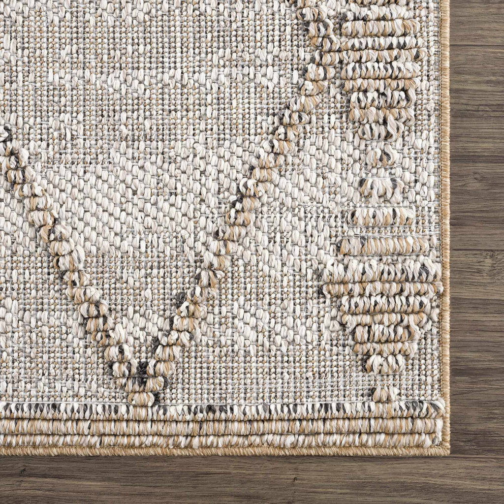 Nyla Bone & Tan Textured Performance Outdoor Rug - Clearance