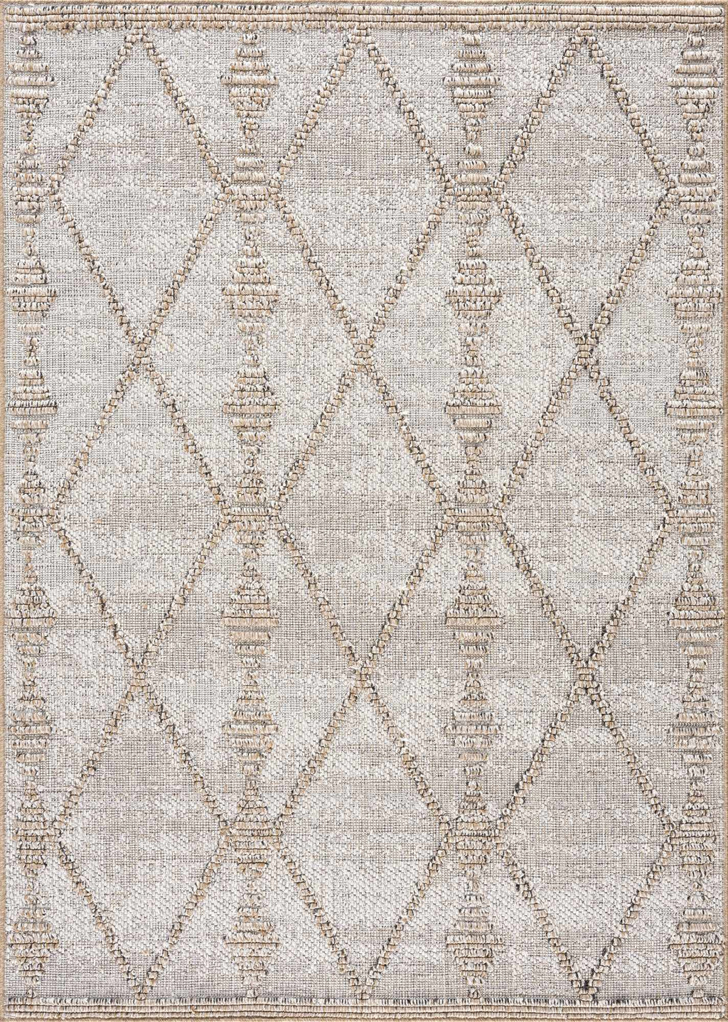 Nyla Bone & Tan Textured Performance Outdoor Rug - Clearance