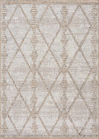 Nyla Bone & Tan Textured Performance Outdoor Rug - Clearance