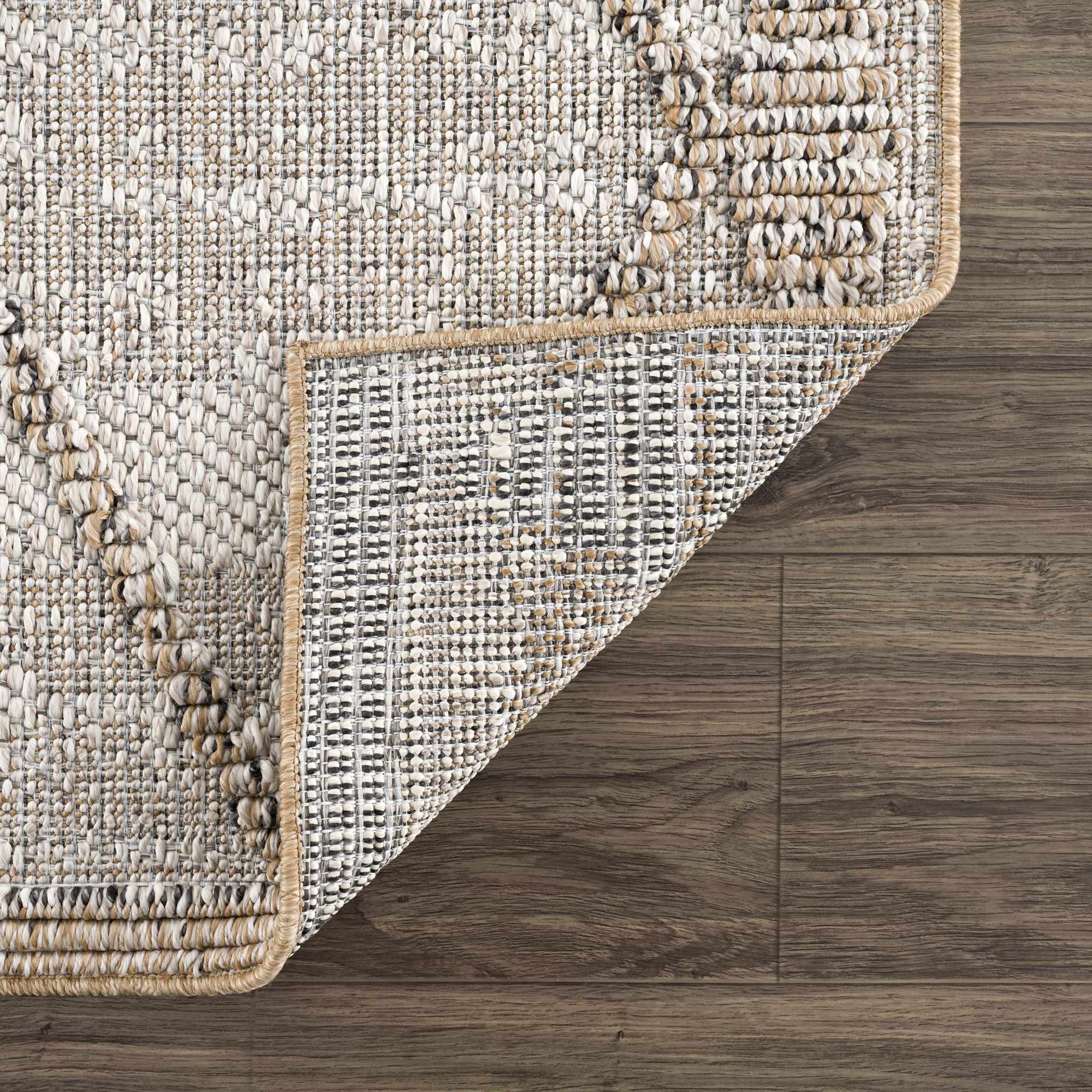 Nyla Bone & Tan Textured Performance Outdoor Rug - Clearance