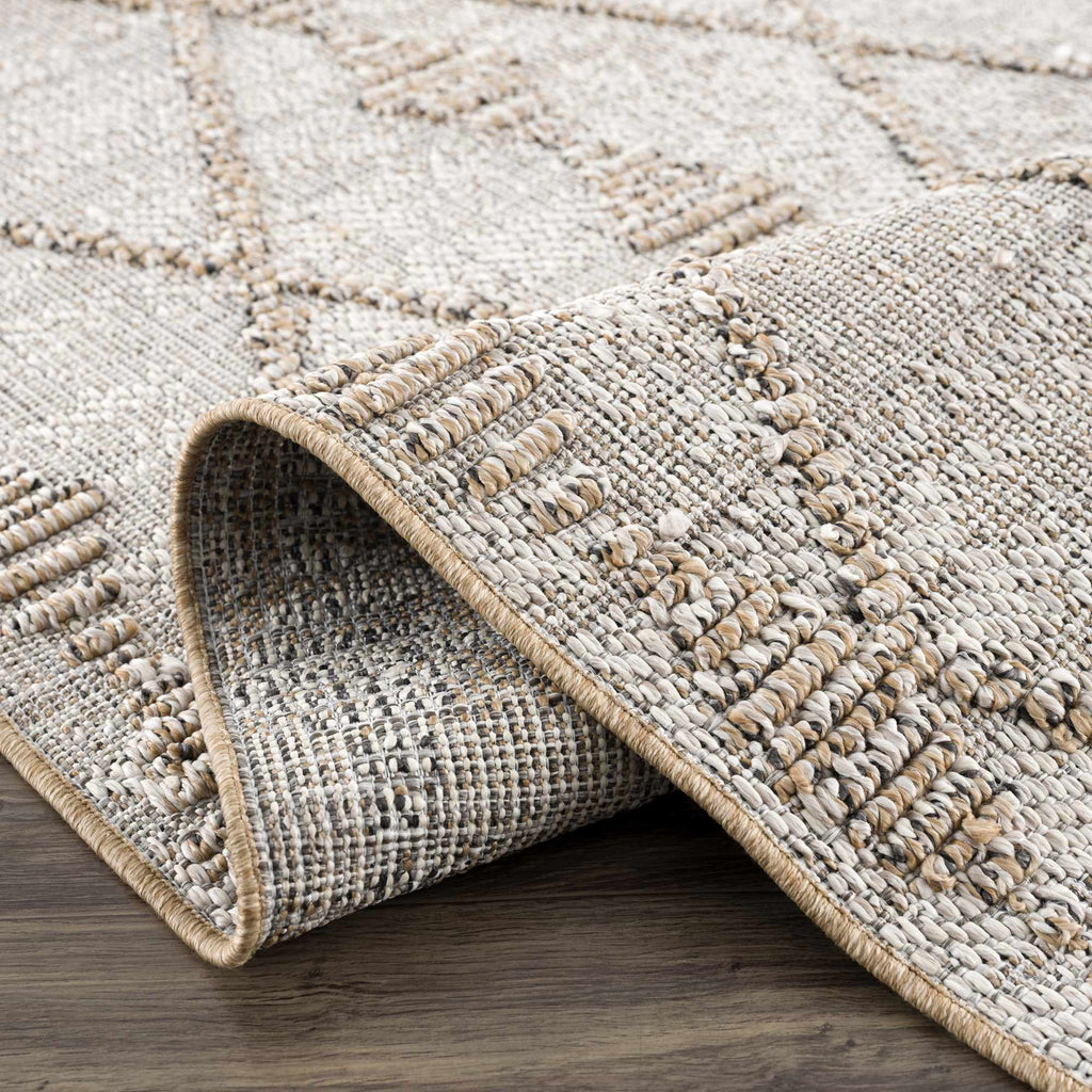Nyla Bone & Tan Textured Performance Outdoor Rug - Clearance