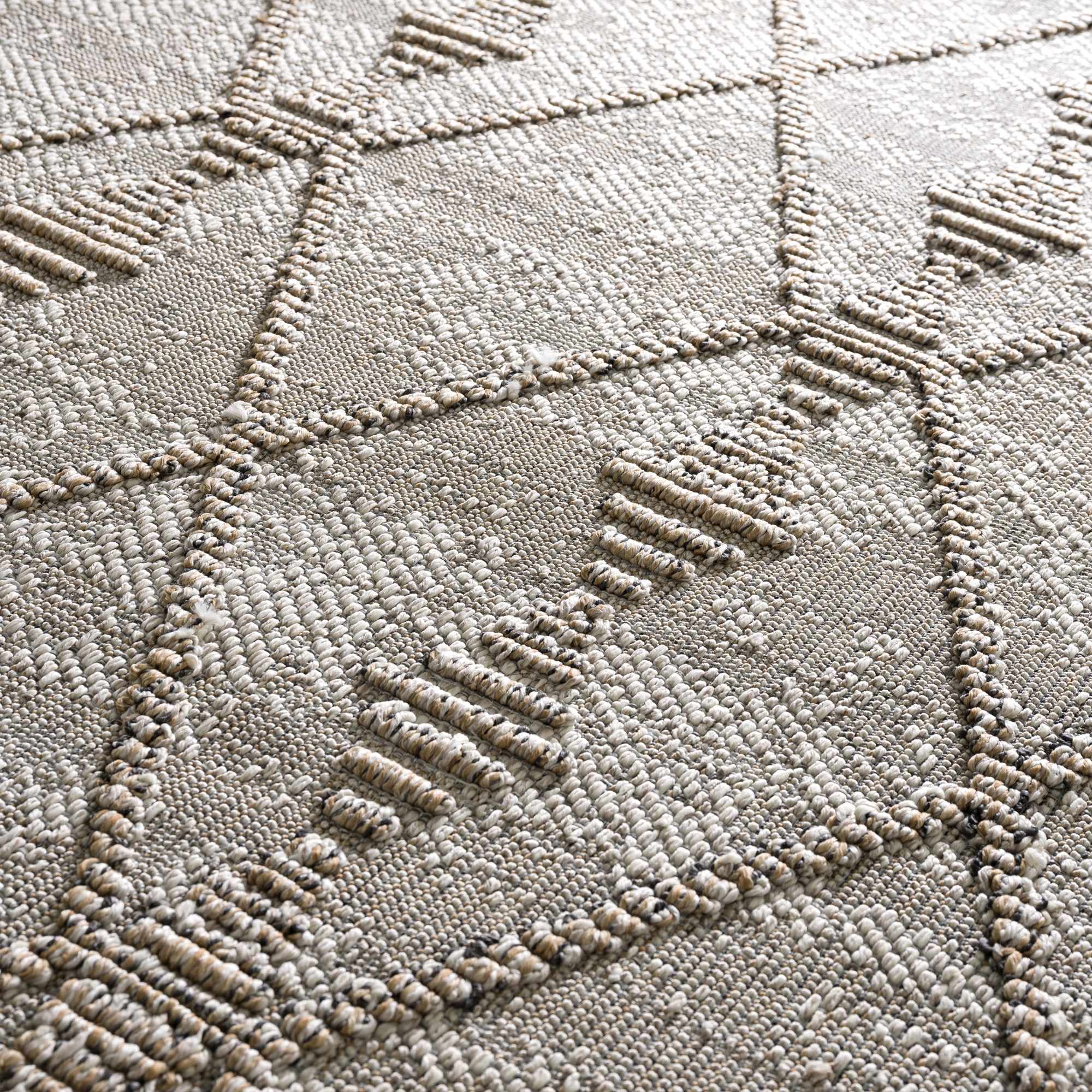 Nyla Bone & Tan Textured Performance Outdoor Rug - Clearance