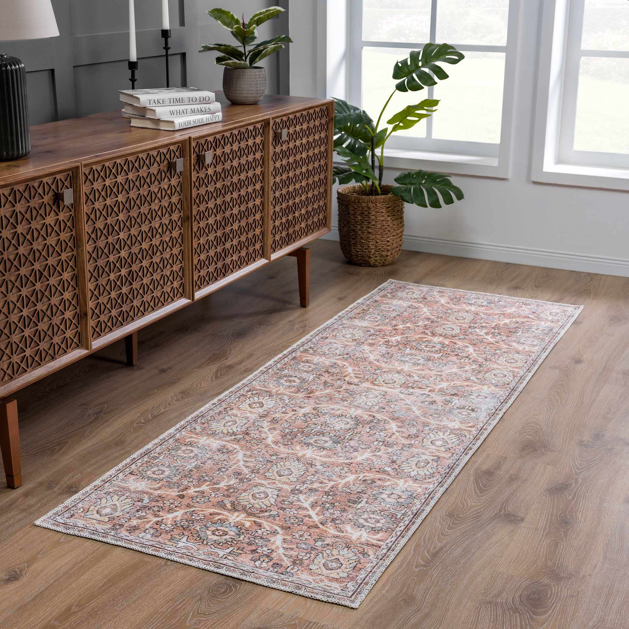 Flat Pile Urpi Red Washable Rug - Clearance