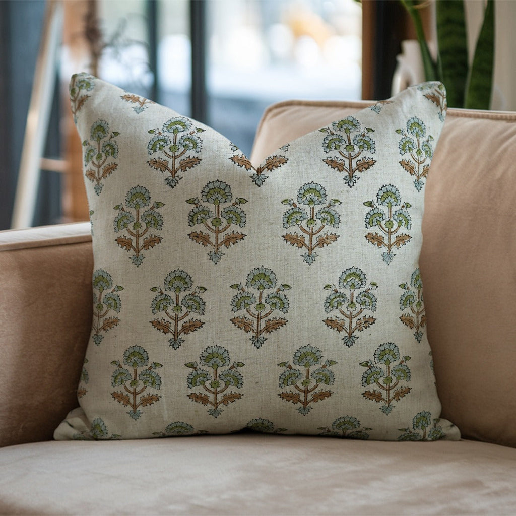 Block Printed Viscose Linen Pillow Cover