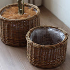 Rustic Round Wicker Planter