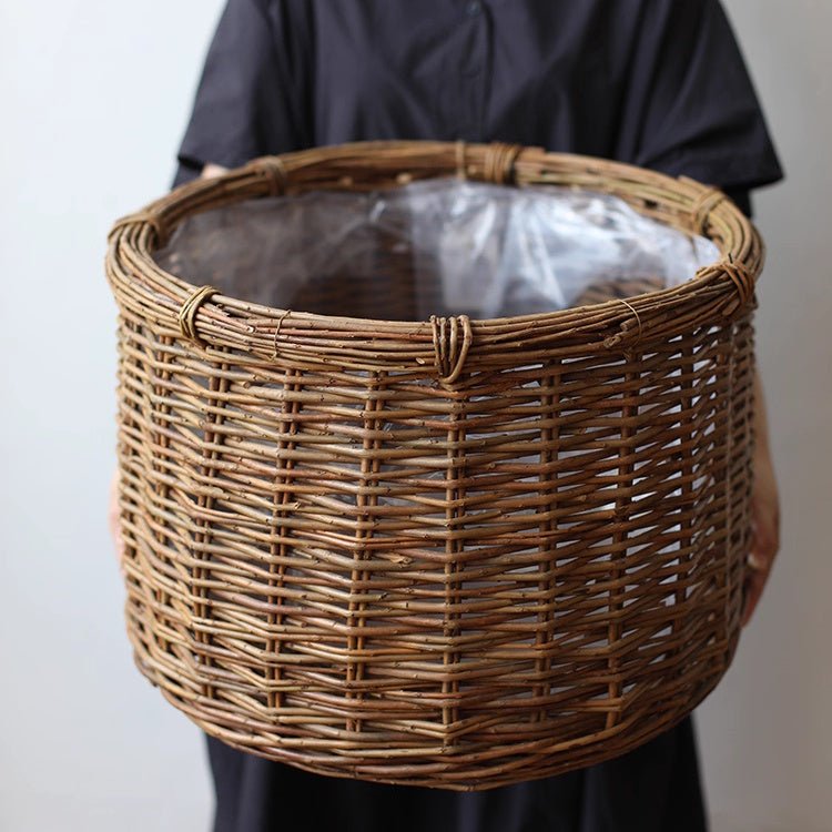 Rustic Round Wicker Planter