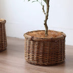 Rustic Round Wicker Planter
