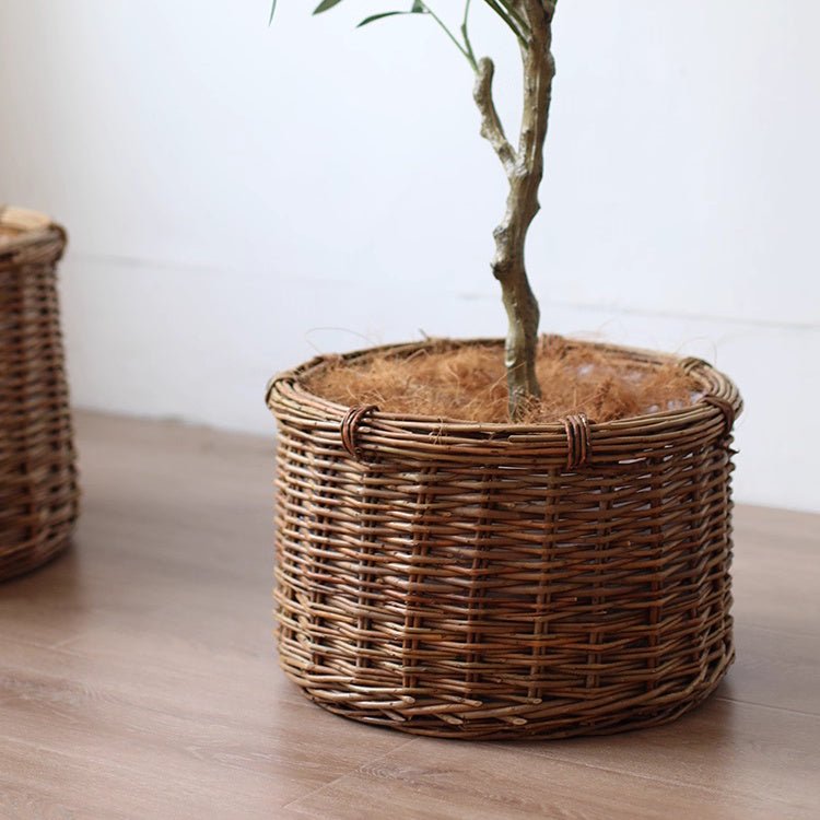 Rustic Round Wicker Planter