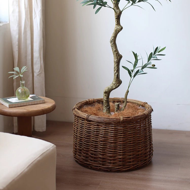 Rustic Round Wicker Planter