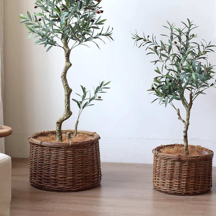 Rustic Round Wicker Planter