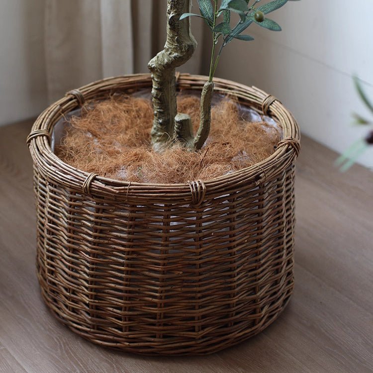 Rustic Round Wicker Planter