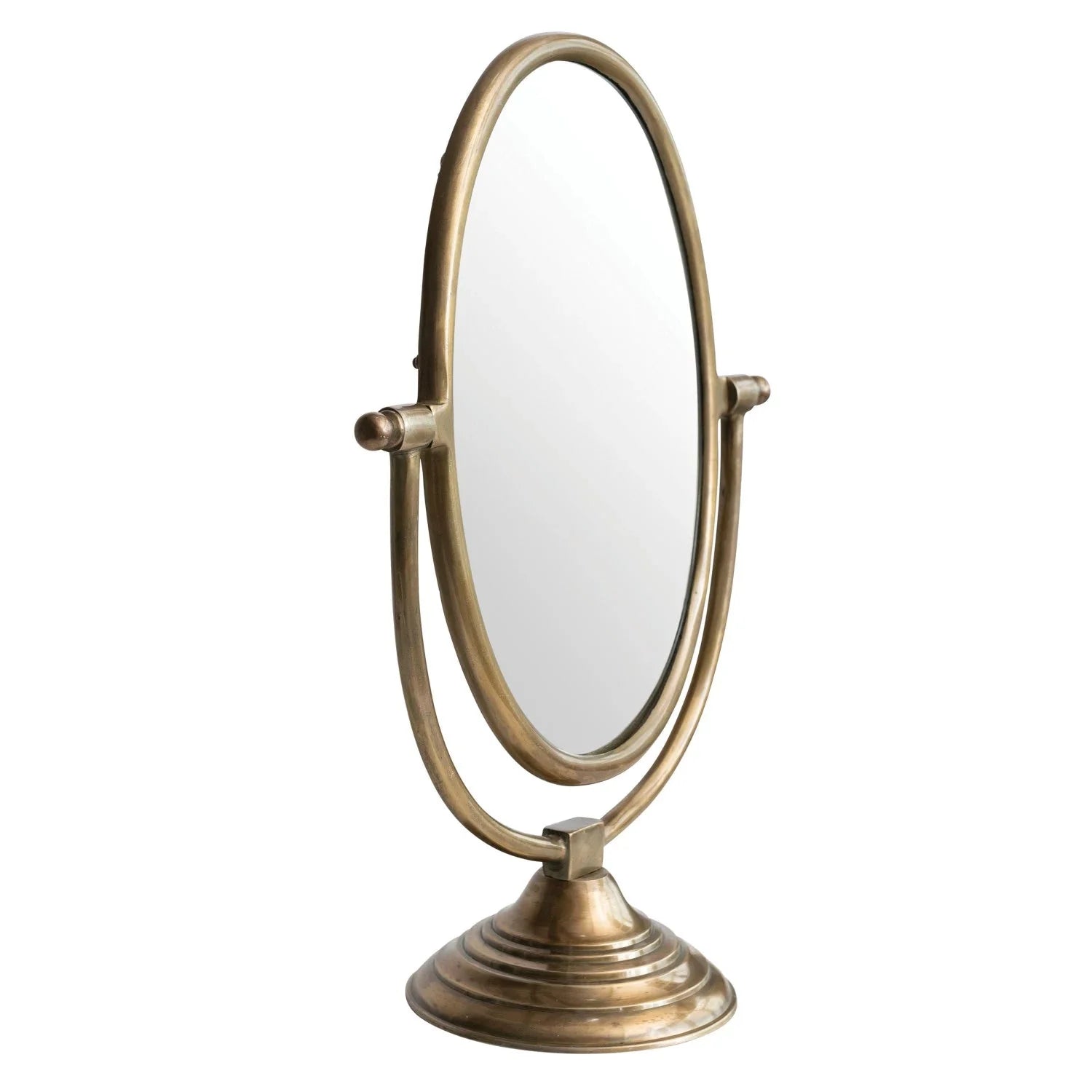 Austine Framed Mirror on Stand – Antique Brass Finish