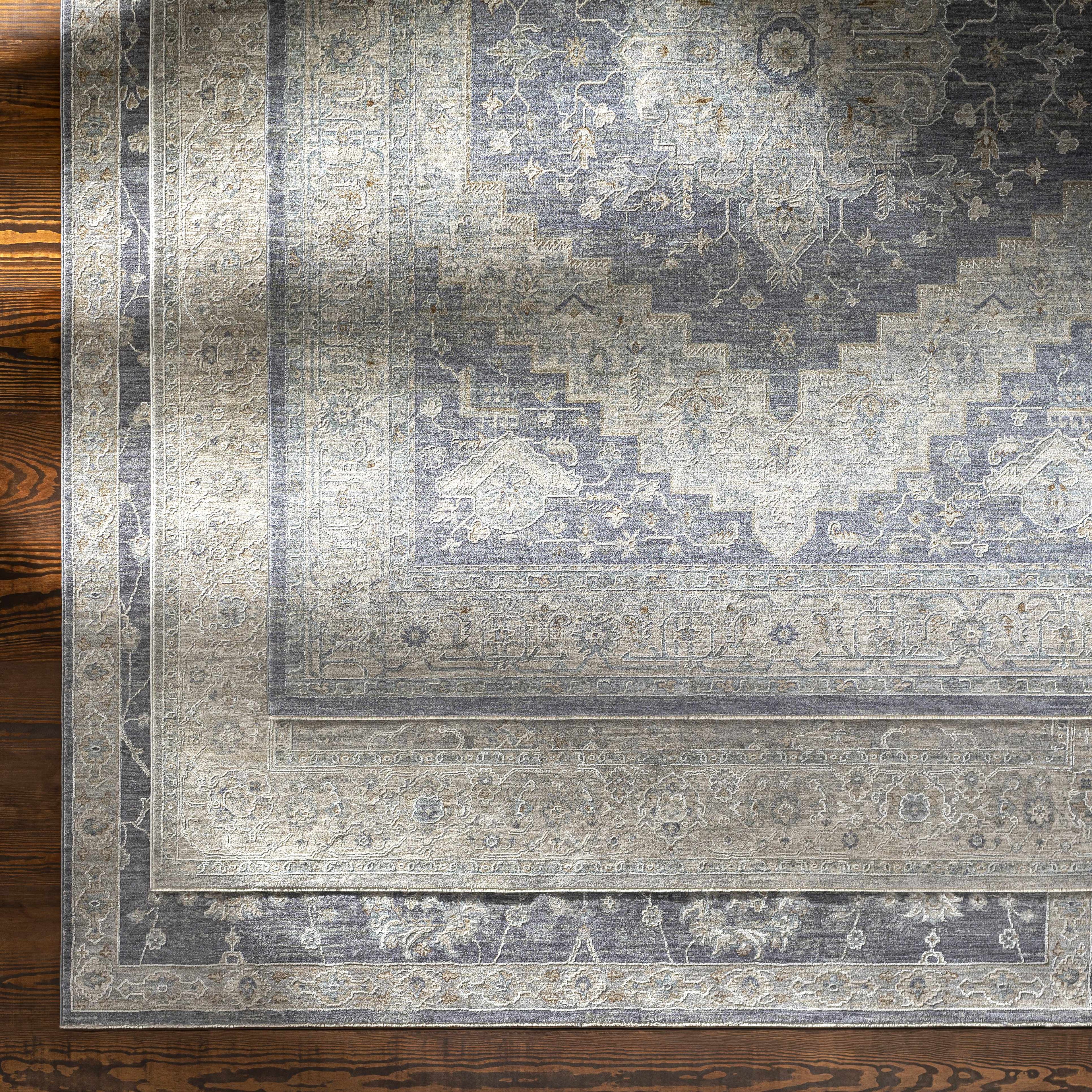 Sema Blue Medallion Thick Luxe Area Rug