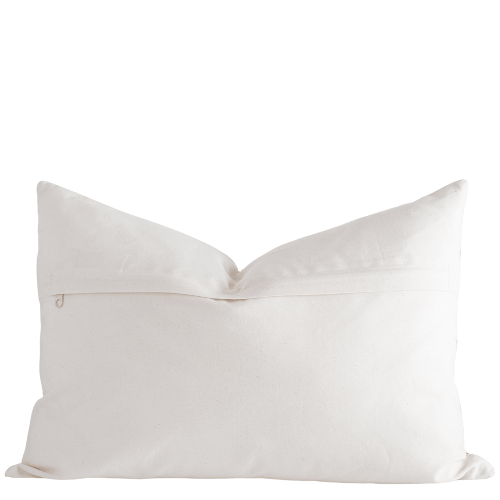 Calla Floral Block Printed Pillow Cover | Light Brown, Sage Green | Lumbar