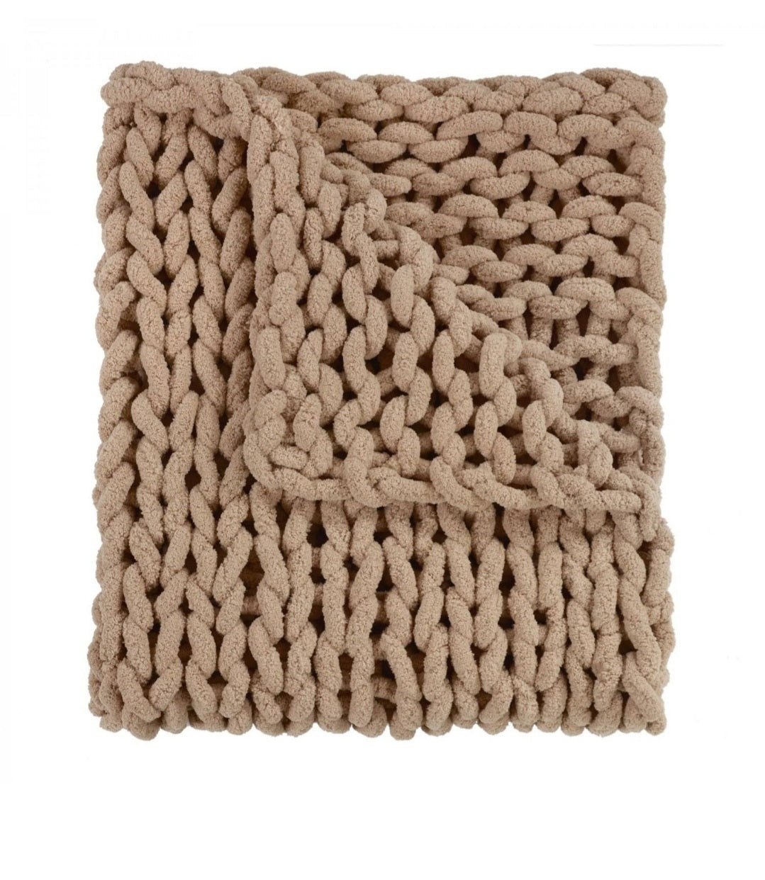 Chenille Chunky Knit Throw Blanket - Mushroom
