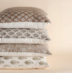 Rosalie Floral Block Printed Pillow Cover | Brown, Green