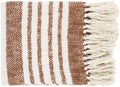 Cream and Brown Hand Woven Throw Blanket