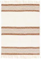 Cream and Brown Hand Woven Throw Blanket