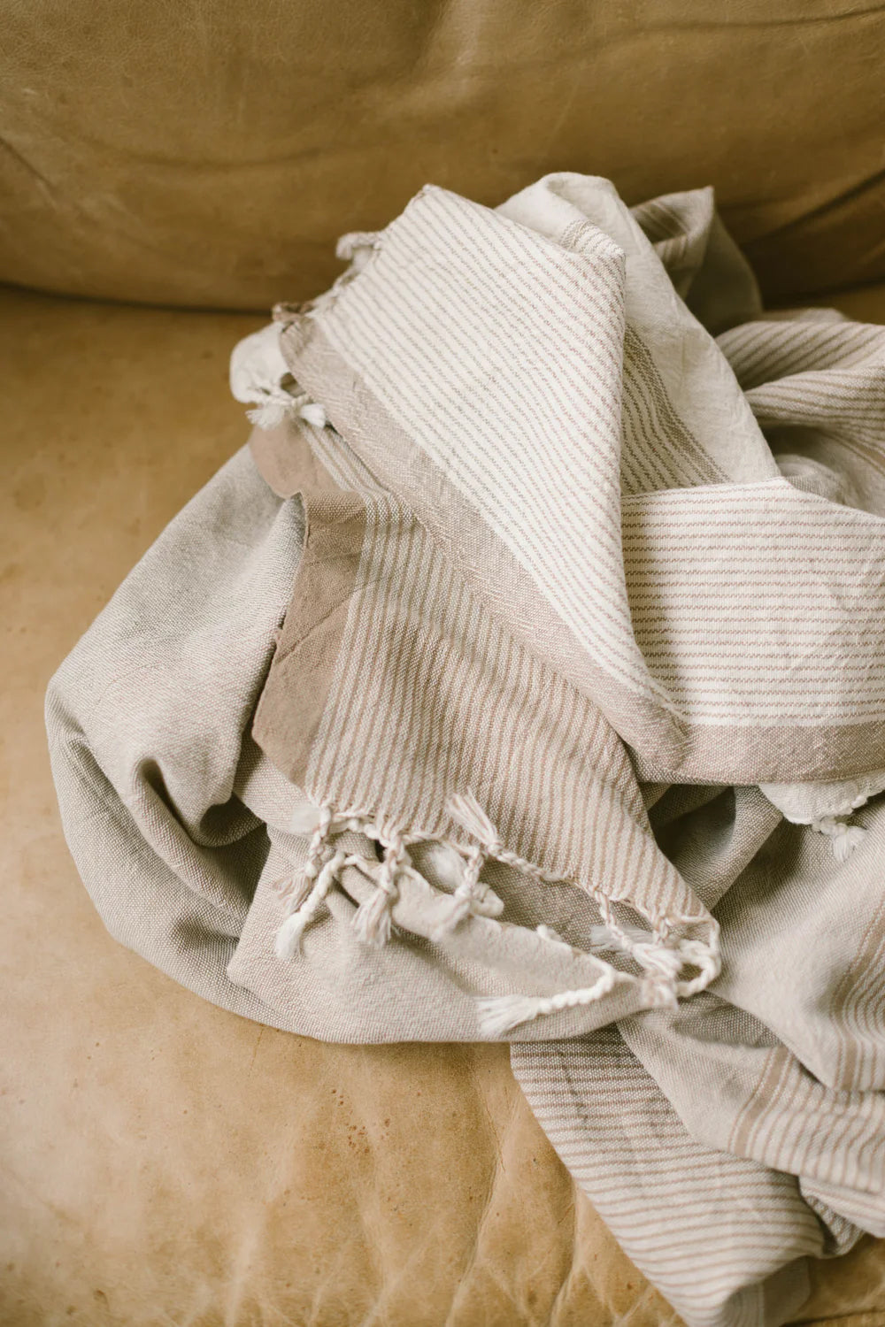 Ivory Caramel Tribeca Towel/Throw
