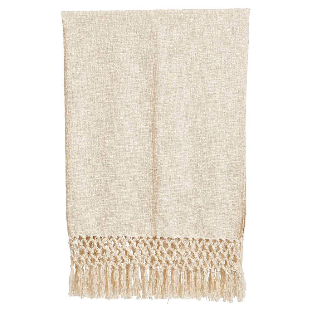 Crochet Fringe Woven Cotton Throw Blanket