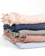 Stone Washed Linen Throw Blanket