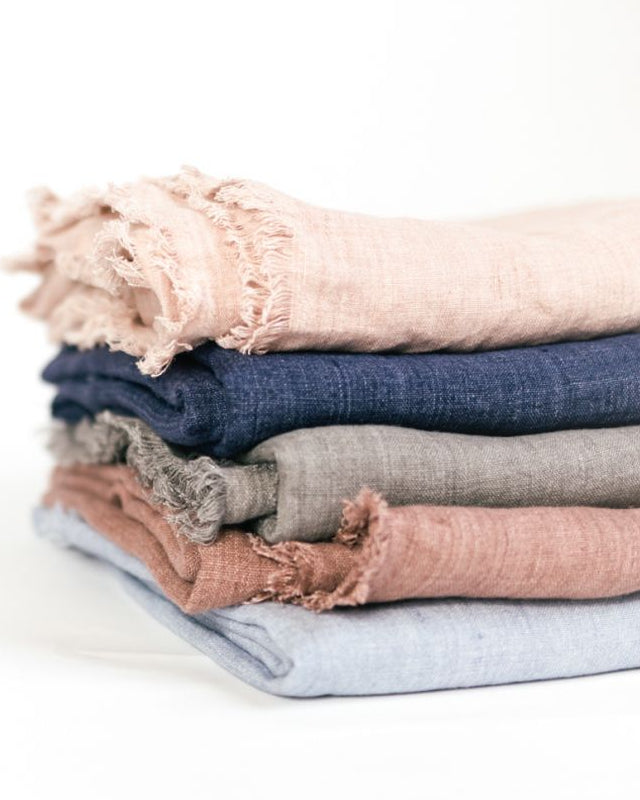 Stone Washed Linen Throw Blanket