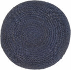 Navy Jute Knitted Pouf