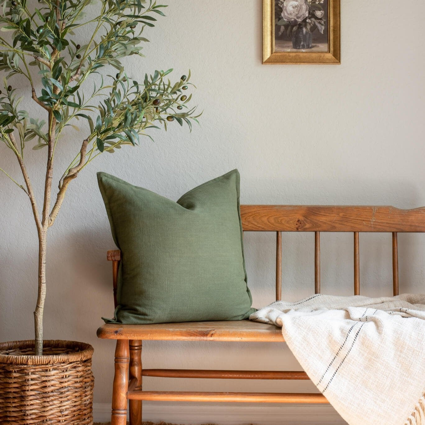 Olive Solid Color Pillow Cover