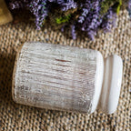 Glazed Ceramic Abstract Brown Stripe White Vase