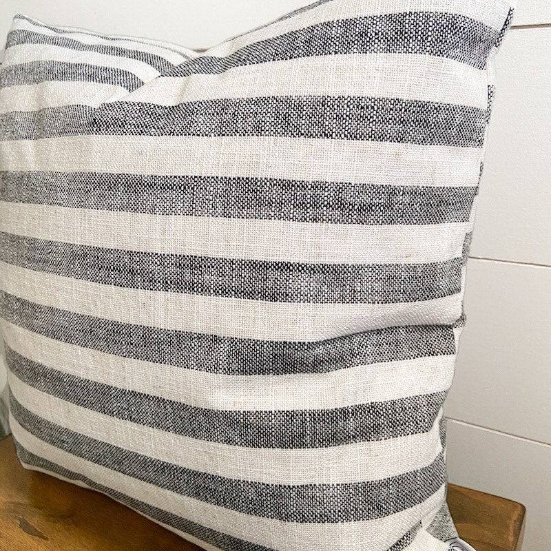 Gray and White Stripe Pillow Cover