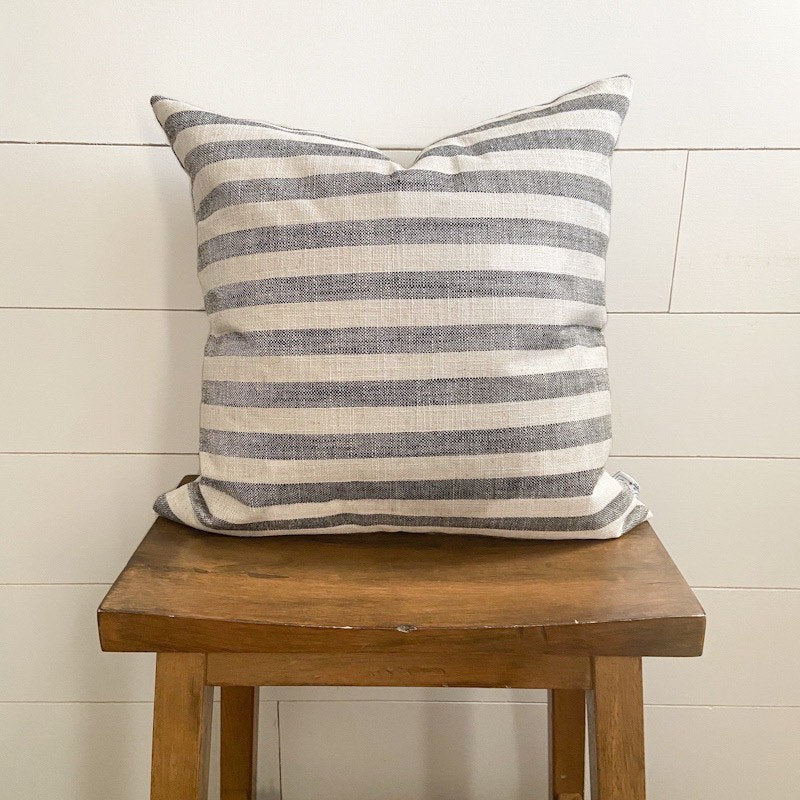 Gray and White Stripe Pillow Cover
