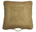 Hand Braided Gold Jute Square Pouf