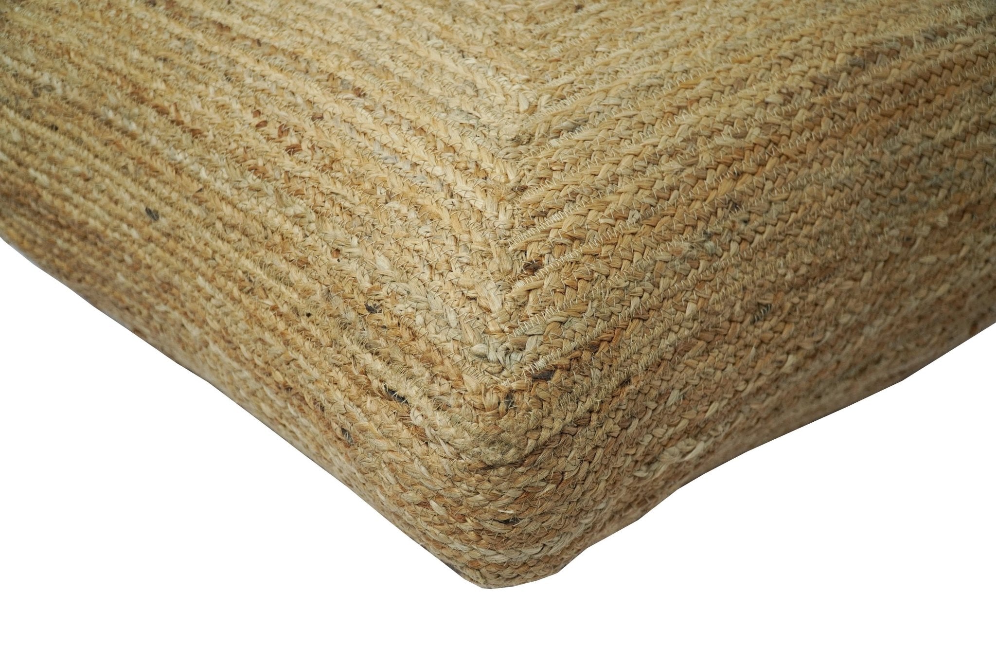 Hand Braided Gold Jute Square Pouf