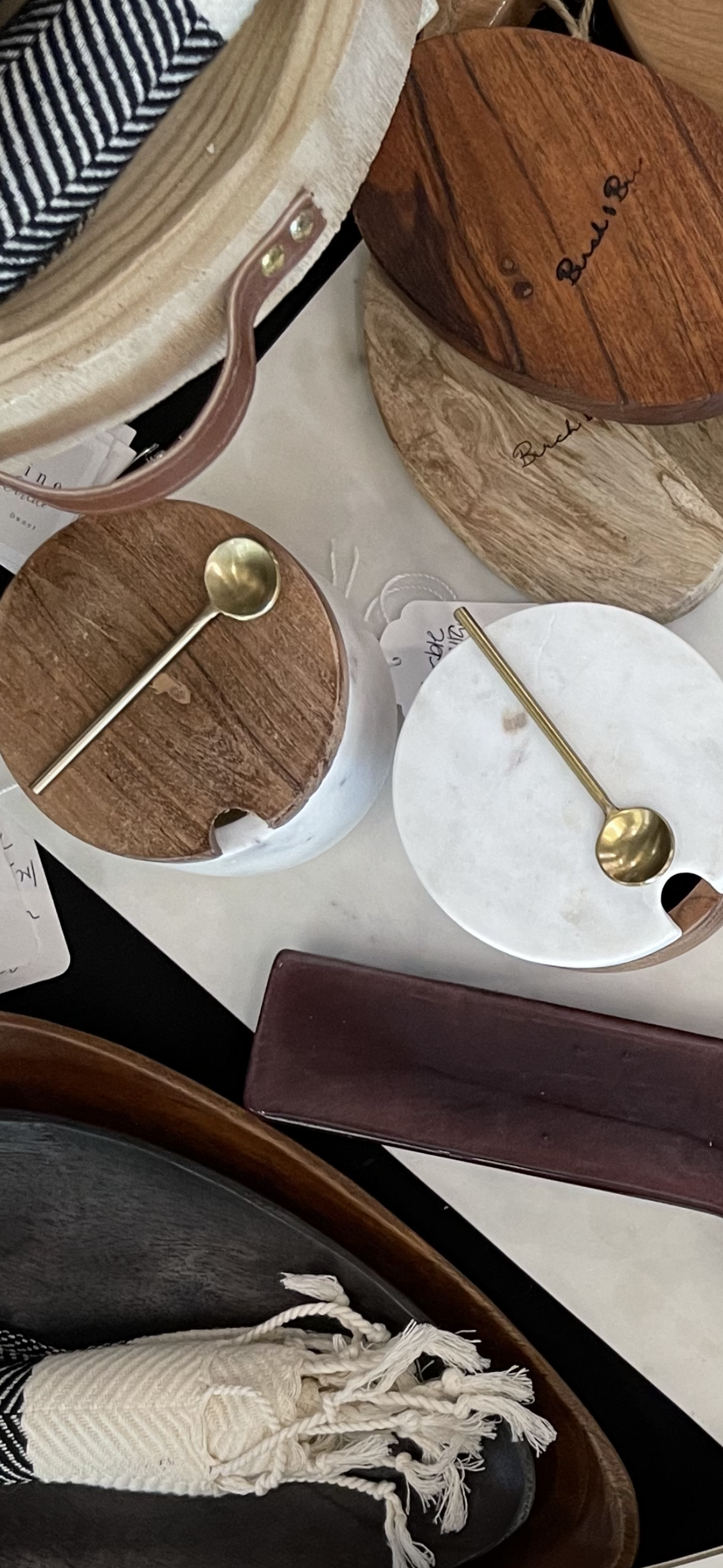 Marble Salt Cellar Bowls w/ Lids